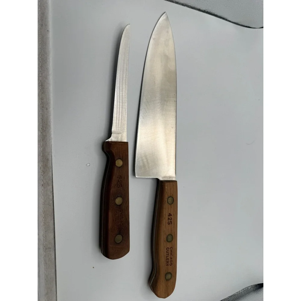 Chicago Cutlery 2pc Knife Set 42S Chef Knife 62S Paring Knife Walnut Wood Handle